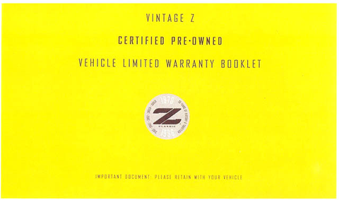 Vintage Z Warranty Booklet